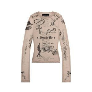 BNWT Racer Worldwide tattoo mesh longsleeve